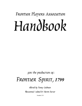 Fro11ner Players Assoczanon Frontler Splrlt, 1799