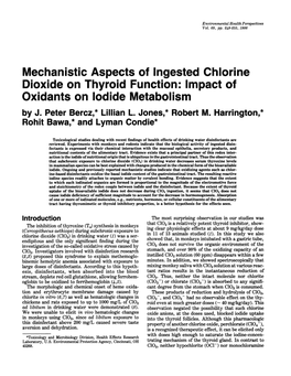 Mechanistic Aspects of Ingested Chlorine Dioxide on Thyroid Function: Impact of Oxidants on Iodide Metabolism by J