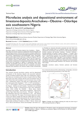 Microfacies Analysis and Depositional Environment of Limestone Deposits: Arochukwu – Obotme – Odorikpe Axis Southeastern Nigeria Ideozu, R