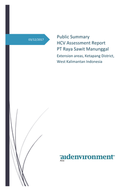 Public Summary HCV Assessment Report PT Raya Sawit Manunggal