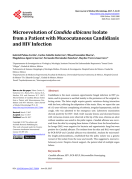 Microevolution of Candida Albicans Isolate from a Patient with Mucocutaneous Candidiasis and HIV Infection