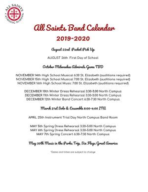 Saints Band Calendar 2019-2020