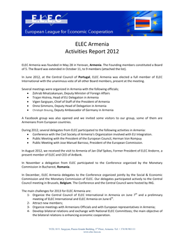 ELEC Armenia Activities Report 2012