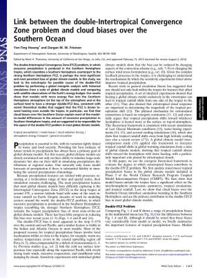 Link Between the Double-Intertropical Convergence Zone Problem and Cloud Biases Over the Southern Ocean