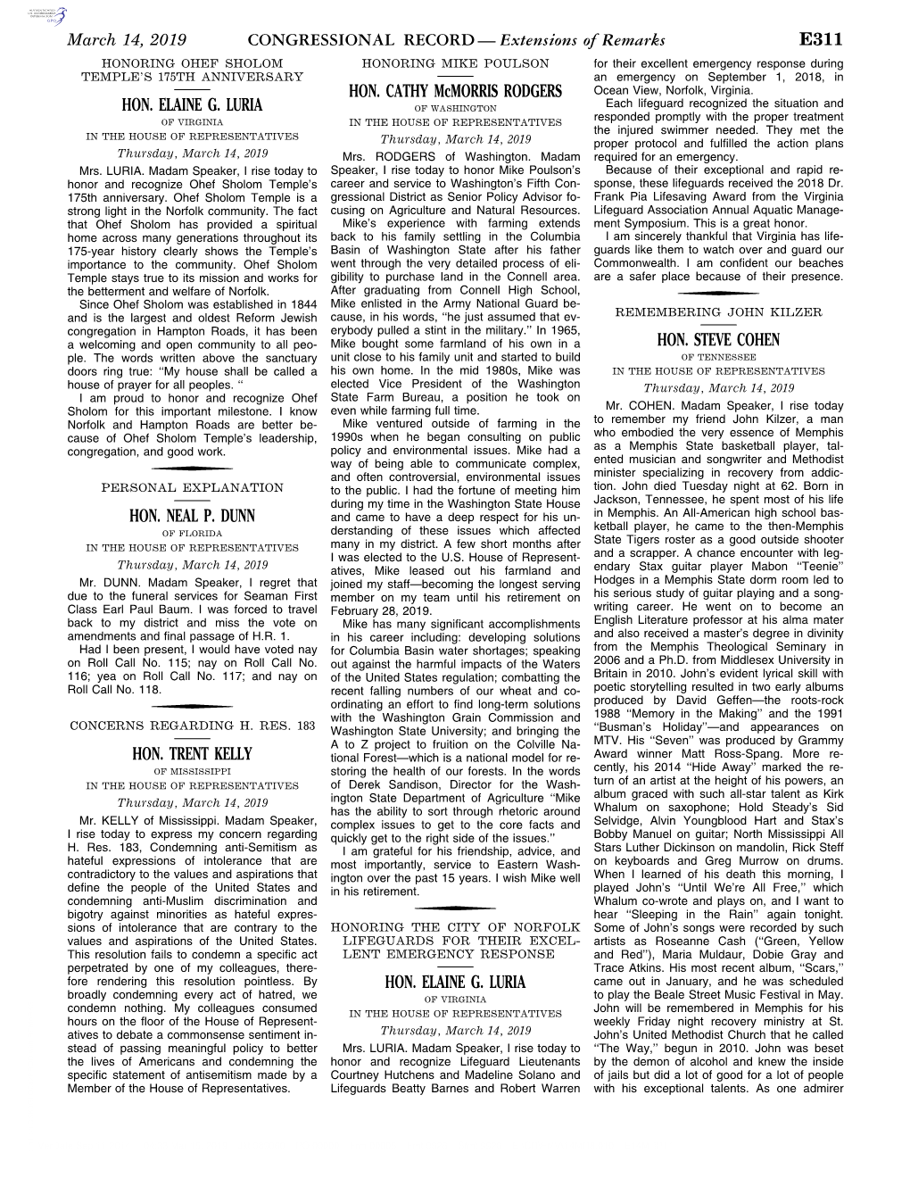 CONGRESSIONAL RECORD— Extensions of Remarks E311 HON