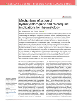 Mechanisms of Action of Hydroxychloroquine and Chloroquine: Implications for Rheumatology