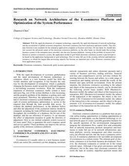 Research on Network Architecture of the E-Commerce Platform and Optimization of the System Performance