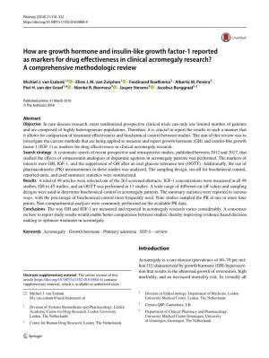 How Are Growth Hormone and Insulin-Like Growth Factor-1 Reported As Markers for Drug Effectiveness in Clinical Acromegaly Resear