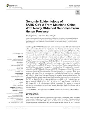 Genomic Epidemiology of SARS-Cov-2 from Mainland China with Newly Obtained Genomes from Henan Province