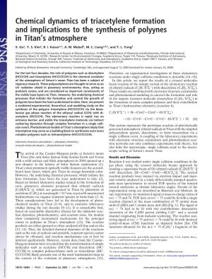 Chemical Dynamics of Triacetylene Formation and Implications to the Synthesis of Polyynes in Titan’S Atmosphere