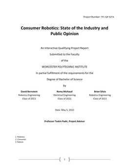 Consumer Robotics: State of the Industry and Public Opinion