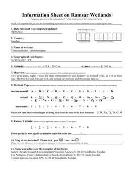 Information Sheet on Ramsar Wetlands Categories Approved by Recommendation 4.7 of the Conference of the Contracting Parties