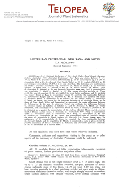 Australian Proteaceae: New Taxa and Notes D.J