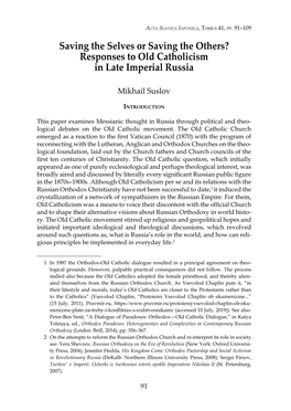 Responses to Old Catholicism in Late Imperial Russia