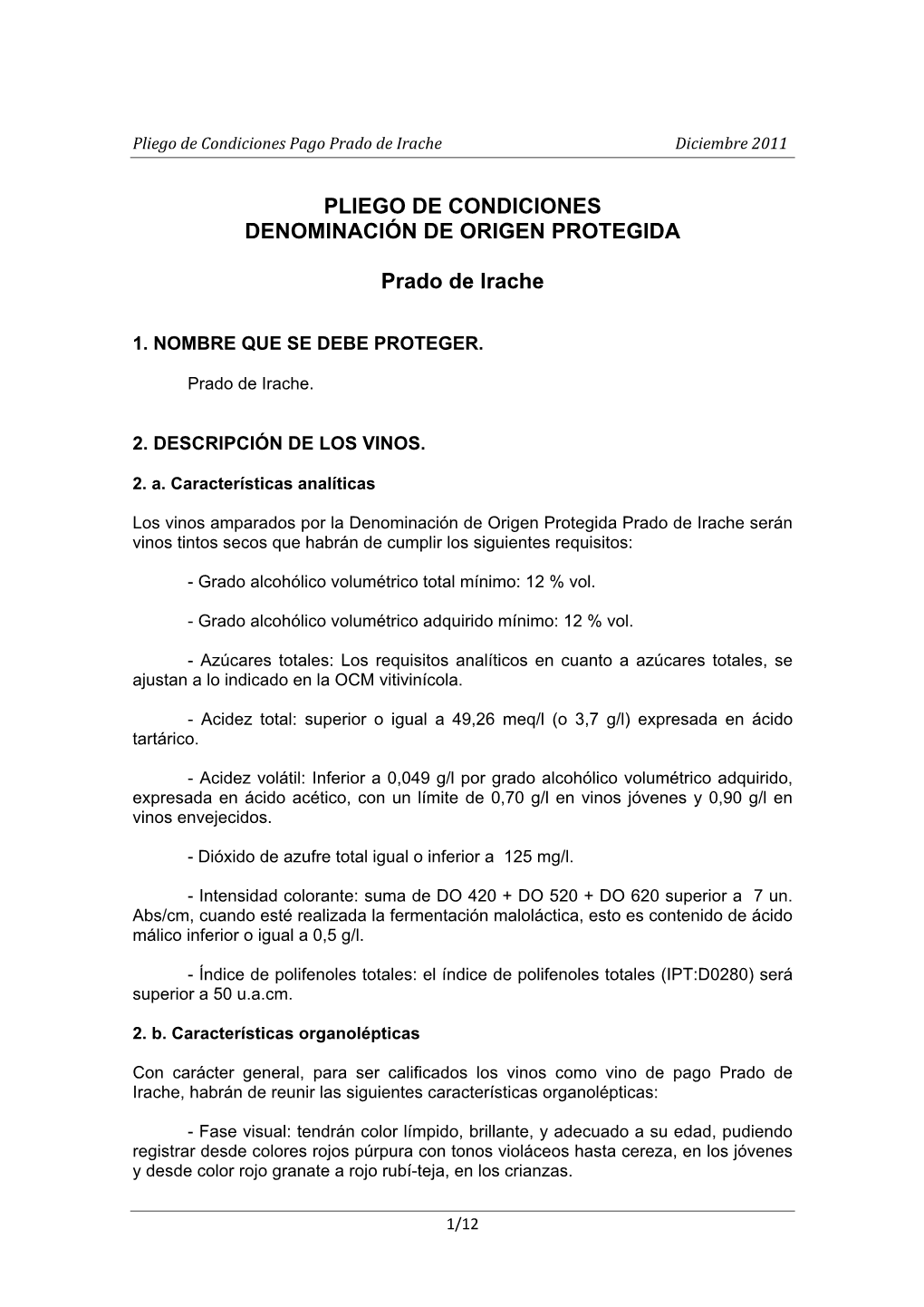 Pliego De Condiciones Denominación De Origen Protegida