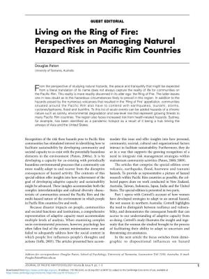 Perspectives on Managing Natural Hazard Risk in Pacific Rim Countries