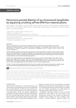 Noninvasive Prenatal Detection of Sex Chromosomal Aneuploidies by Sequencing Circulating Cell-Free DNA from Maternal Plasma †  † Amin R