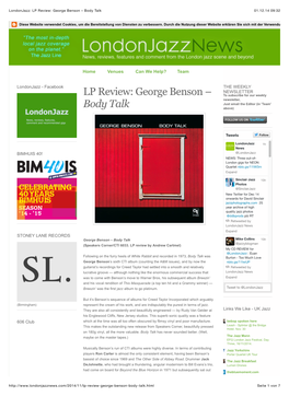 Londonjazz: LP Review: George Benson – Body Talk 01.12.14 09:32