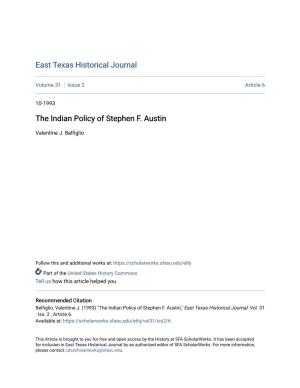 The Indian Policy of Stephen F. Austin