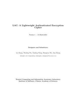 LAC: a Lightweight Authenticated Encryption Cipher