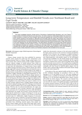 Long-Term Temperature and Rainfall Trends Over Northeast Brazil
