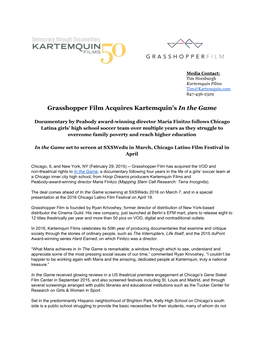 Grasshopper Film Acquires Kartemquin's in the GAME