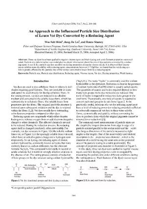 An Approach to the Influence of Particle Size Distribution of Leuco Vat Dye Converted by a Reducing Agent