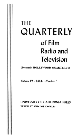 QUARTERLY of Film Radio and Television