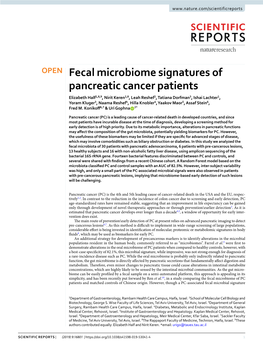 Fecal Microbiome Signatures of Pancreatic Cancer Patients