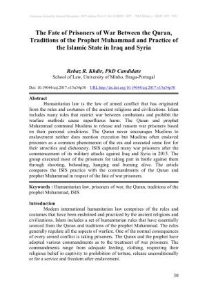 The Fate of Prisoners of War Between the Quran, Traditions of the Prophet Muhammad and Practice of the Islamic State in Iraq and Syria