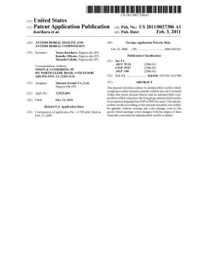 (12) Patent Application Publication (10) Pub. No.: US 2011/0027386 A1 Kurihara Et Al