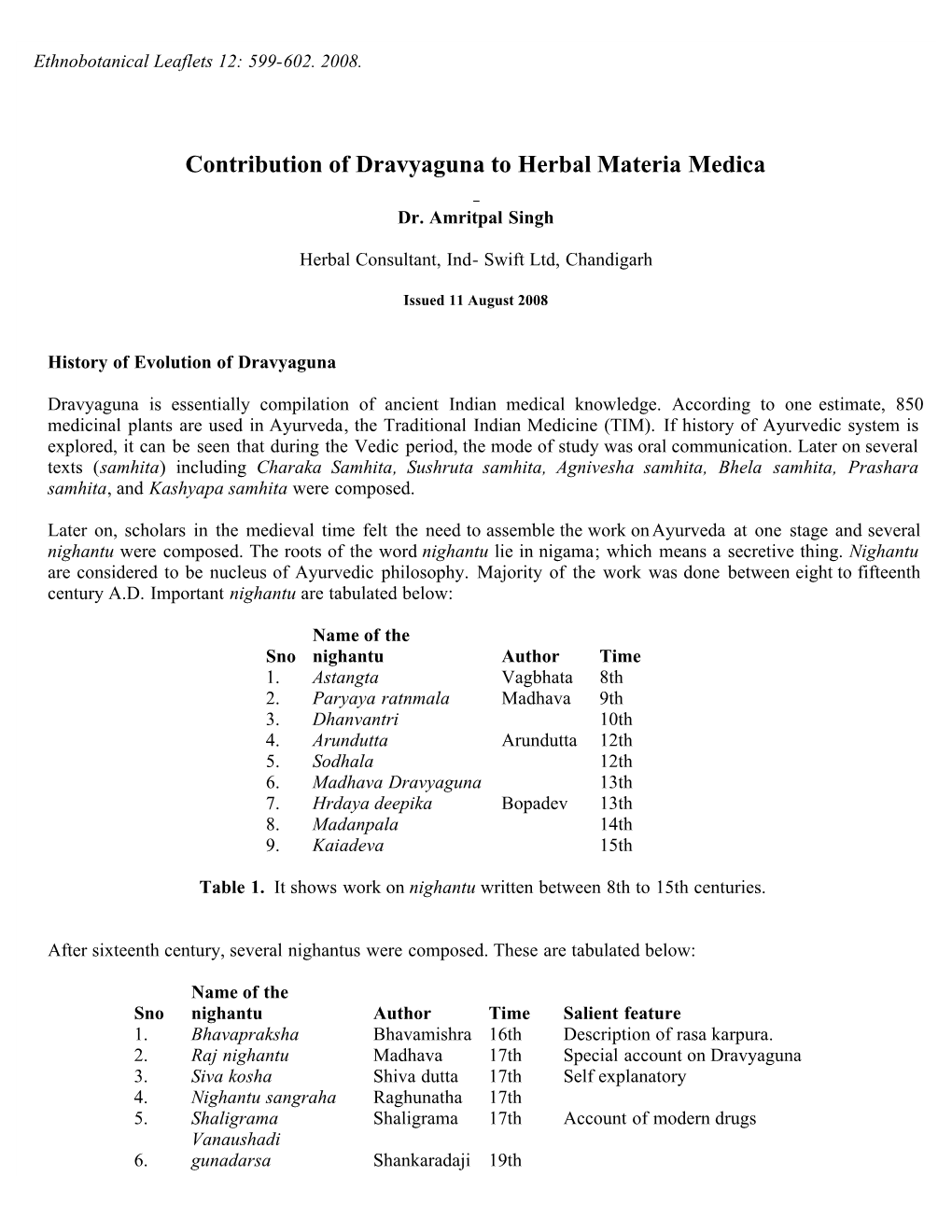 Contribution of Dravyaguna to Herbal Materia Medica