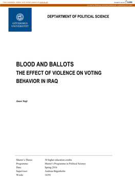 Blood and Ballots the Effect of Violence on Voting Behavior in Iraq