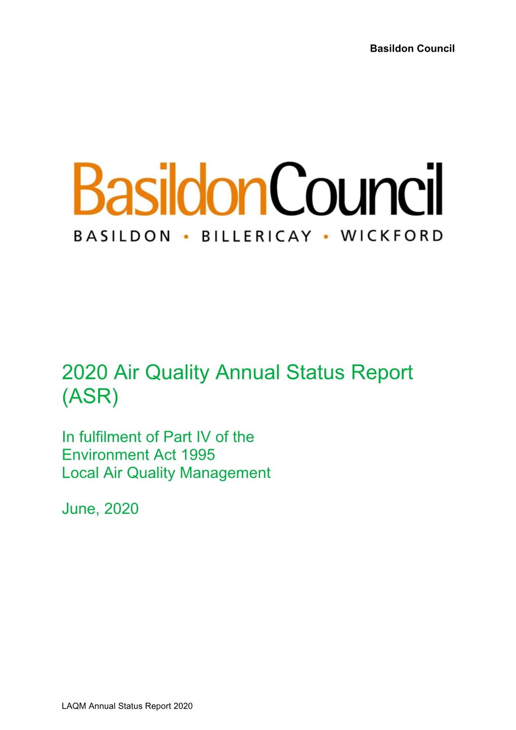 Annual Status Report 2020 Basildon Council