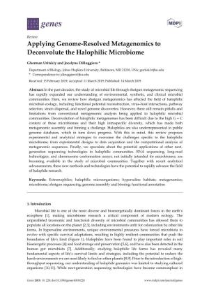 Applying Genome-Resolved Metagenomics to Deconvolute the Halophilic Microbiome