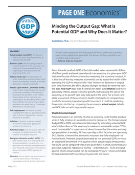 Minding the Output Gap: What Is Potential GDP and Why Does It Matter?