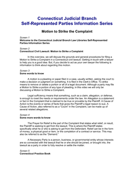Connecticut Judicial Branch Self-Represented Parties Information Series