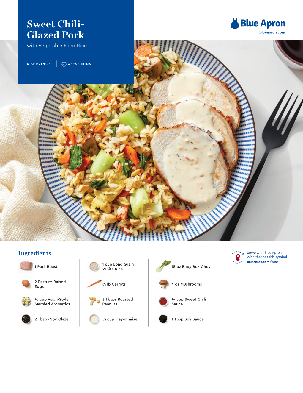 Sweet Chili- Glazed Pork Blueapron.Com with Vegetable Fried Rice