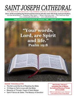 “Your Words, Lord, Are Spirit and Life.” Psalm 19:8