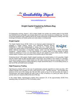 Knight Capital Destroyed by Software