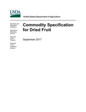 Commodity Specifications for Dried Fruit, September 2017