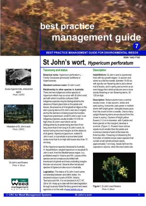 Best Practice Management Guide 7 BEST PRACTICE MANAGEMENT GUIDE for ENVIRONMENTAL WEEDS