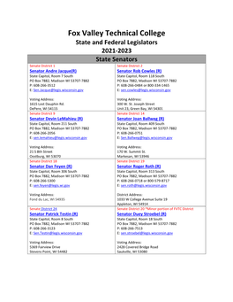 2021-2023 State and Federal Legislators