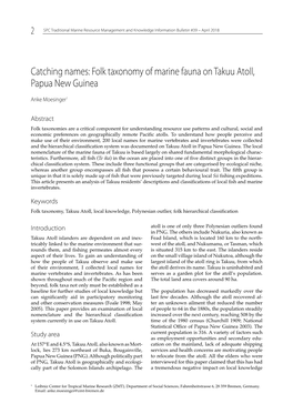 Folk Taxonomy of Marine Fauna on Takuu Atoll, Papua New Guinea