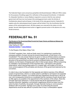 FEDERALIST No. 51