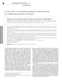 In Vitro and in Vivo Multidrug Resistance Reversal Activity by a Betti-Base Derivative of Tylosin