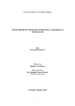 Civil Society: Monitory Democracy and Media in John Keane