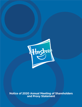 Notice of 2020 Annual Meeting of Shareholders and Proxy Statement Letter to Our Shareholders