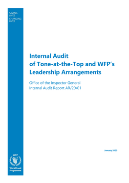 Internal Audit of Tone-At-The-Top and WFP's Leadership Arrangements