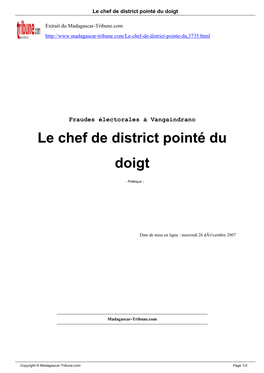 Le Chef De District Pointé Du Doigt